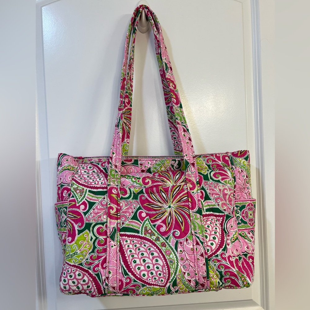 Like New Pink & Green Vera Bradley Diaper Tote Bag